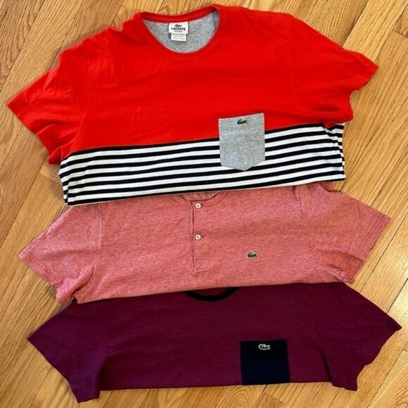 Set of 3 Lacoste Mens regular fit T-shirts colorful sz 7  XXL - Picture 1 of 9